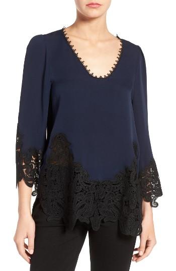 Women's Kobi Halperin Janay Lace Trim Silk Blouse