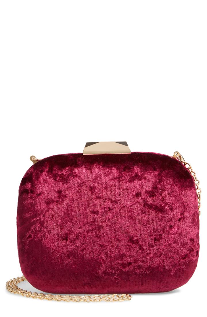 Mali + Lili Mini Aubrey Velvet Minaudiere - Burgundy