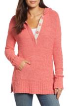 Women's Caslon Beachy Hooded Knit Sweater - Coral
