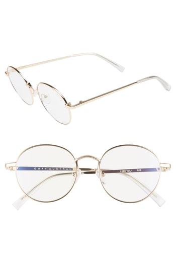 Women's Quay Australia I See You 51mm Round Fashion Glasses - Gold/ Clear