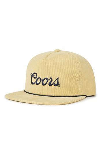 Men's Brixton Coors Signature Corduroy Snapback Cap - Beige
