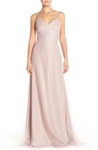 Women's Monique Lhuillier Bridesmaids Surplice Tulle Gown