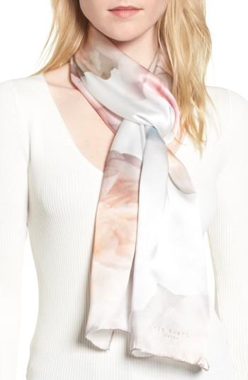 Women's Ted Baker London Chelsea Silk Skinny Scarf, Size - Grey