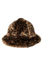 Women's Kangol Faux Fur Casual Bucket Hat - Brown
