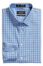 Men's Nordstrom Men's Shop Smartcare(tm) Trim Fit Check Dress Shirt - 34/35 - Metallic