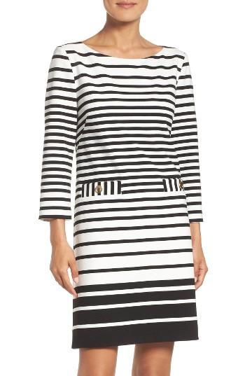 Women's Eliza J Stripe Shift Dress - Ivory
