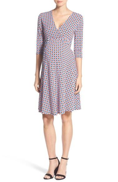 Women's Leota Faux Wrap Maternity Dress - Red
