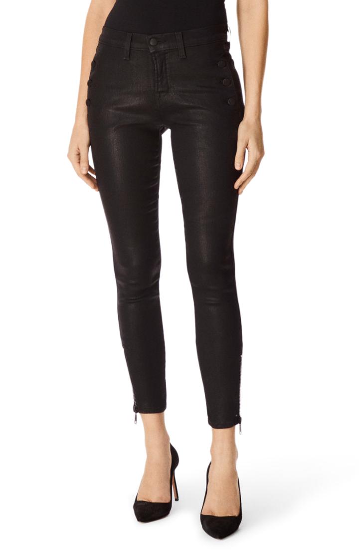 Women's J Brand Zion Coated Ankle Skinny Jeans - Black