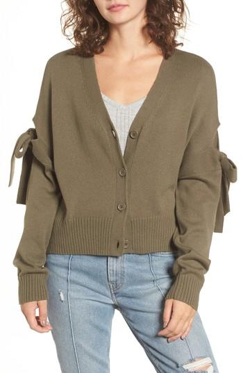 Women's Bp. Bow Sleeve Cardigan - Green