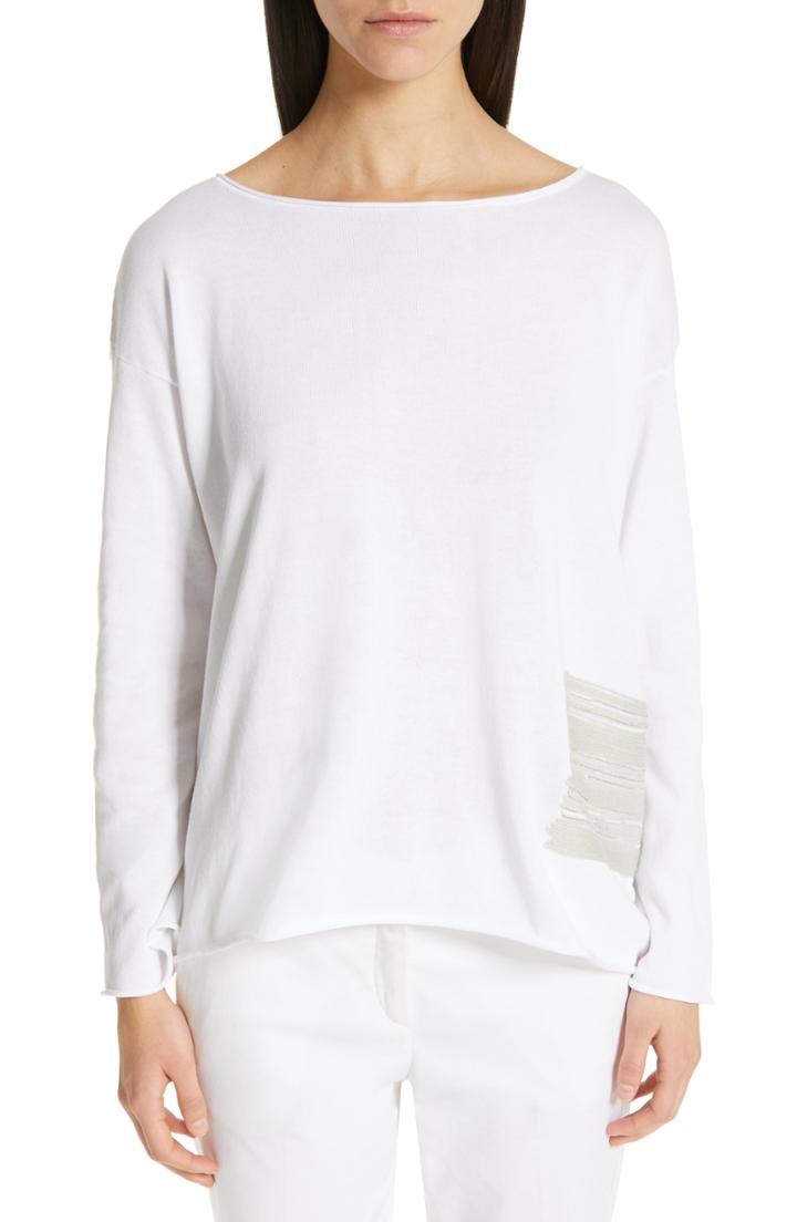 Women's Fabiana Filippi Embroidered Boat Neck Top Us / 38 It - White