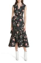 Women's Rebecca Taylor Ikat Floral Wrap Midi Dress - Black