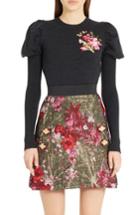 Women's Dolce & Gabbana Embroidered Wool Puff Sleeve Sweater Us / 46 It - Grey