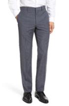 Men's Theory Marlo Flat Front Check Wool Trousers R - Blue