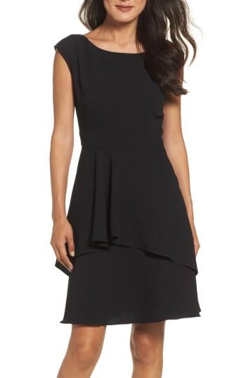 Women's Eliza J Ruffle Fit & Flare Dress - Black