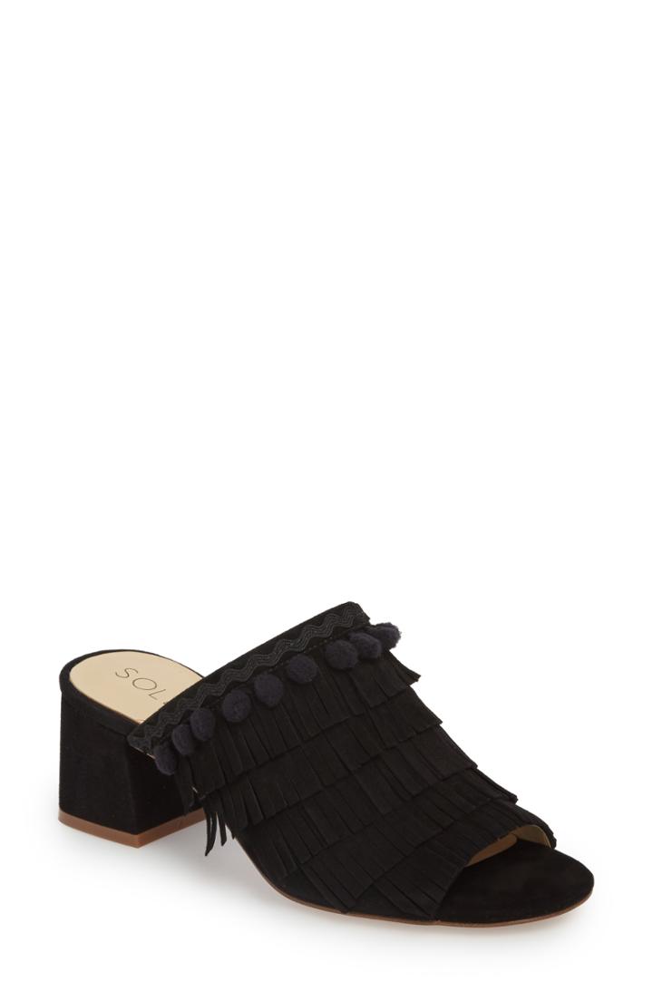 Women's Sole Society Harriet Fringe Mule .5 M - Black