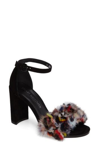 Women's Stuart Weitzman Icelandia Genuine Mink Fur Sandal M - Pink