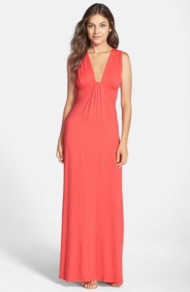 Women's Fraiche By J Deep V-neck Jersey Maxi Dress - Pink