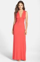 Women's Fraiche By J Deep V-neck Jersey Maxi Dress - Pink