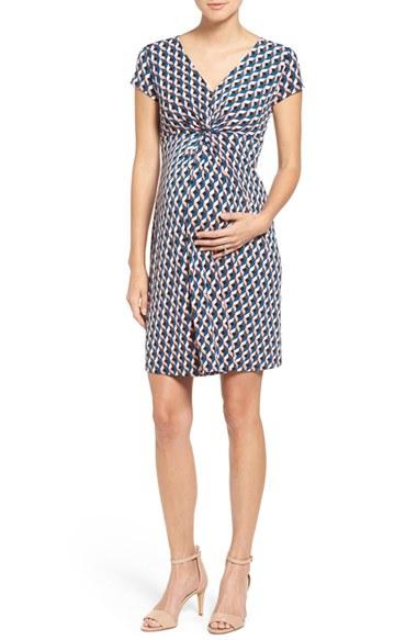 Women's Leota Twist Front Maternity Dress - Orange
