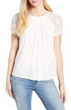 Women's Lucky Brand Lace Sleeve Top - White