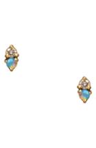 Women's Wwake Counting Collection Two-step Opal & Diamond Stud Earrings