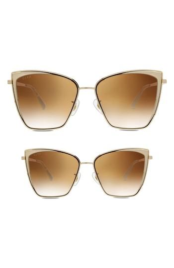 Women's Diff Mommy & Me Becky 2-pack Cat Eye Sunglasses - Gold/ Brown