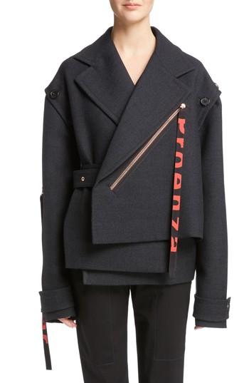 Women's Proenza Schouler Stretch Wool Asymmetrical Coat - Metallic
