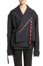 Women's Proenza Schouler Stretch Wool Asymmetrical Coat - Metallic