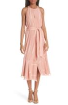 Women's Derek Lam 10 Crosby Clipped Stripe Jacquard Silk Blend Dress - Pink