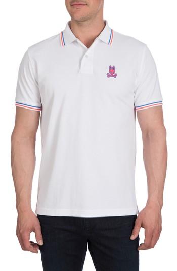 Men's Psycho Bunny Neon Bunny Polo (l) - White