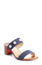 Women's Christian Louboutin Simple Bille Ornament Slide Sandal Us / 35eu - Blue
