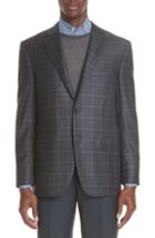 Men's Canali Classic Fit Plaid Wool Sport Coat Us / 58 Eu R - Grey