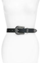 Women's Accessory Collective Faux Leather Belt - Black/ Silver