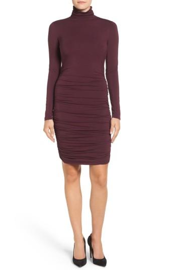 Women's Halogen Side Ruched Turtleneck Dress - Burgundy