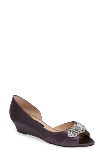 Women's Nina 'radha' Swarovski D'orsay Peep Toe Wedge M - Grey