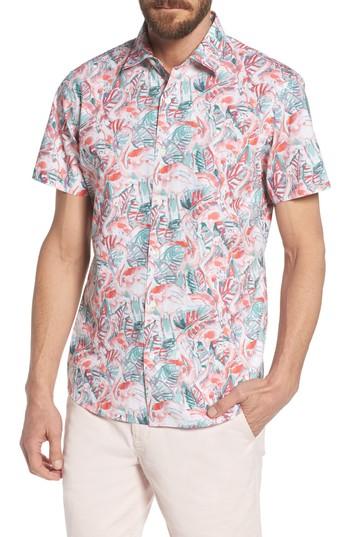 Men's Bonobos Slim Fit Print Premium Sport Shirt R - Pink