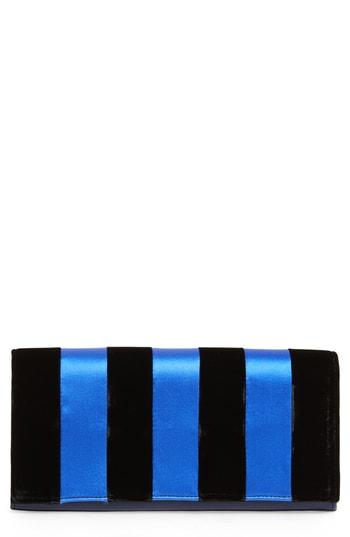 Diane Von Furstenberg Stripe East/west Velvet & Satin Clutch - Blue