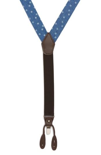 Men's Nordstrom Men's Shop Floral Chambray Suspenders, Size - Navy/ Blue