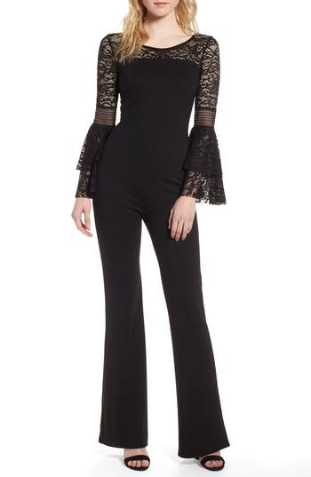 Women's Sentimental Ny Floetry Lace Bell Sleeve Romper - Black