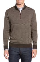 Men's Peter Millar Needle Stripe Quarter Zip Sweater - Brown