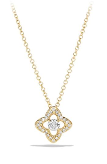 Women's David Yurman 'venetian Quatrefoil' Necklace With Diamonds In Gold