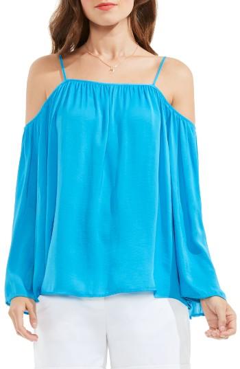 Petite Women's Vince Camuto Off The Shoulder Blouse, Size P - Blue