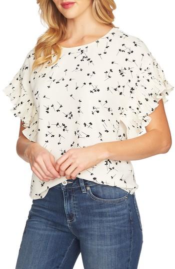 Women's Cece Ditsy Flutter Sleeve Blouse - Ivory