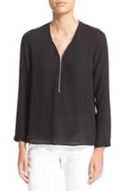 Women's The Kooples Zip Long Sleeve Silk Top