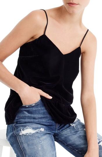 Women's J.crew Velvet Peplum Top - Black
