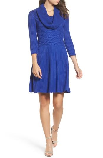 Women's Eliza J Cowl Neck Sweater Dress - Blue