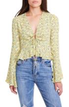 Women's Afrm Scarlett Tie Front Crop Top - Yellow