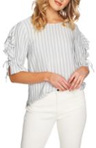 Women's 1.state Ruffle Sleeve Stripe Top, Size - Blue