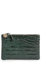 Clare V. Croc Embossed Leather Clutch -