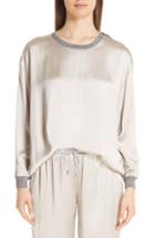 Women's Fabiana Filippi Metallic Trim Satin Top Us / 38 It - Beige